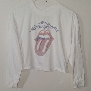 The Rolling Stones White Graphic Kids Long-Sleeve Crop Tee